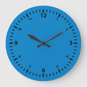 Grande Horloge Ronde Plaque de visage noir sur bleu turquoise