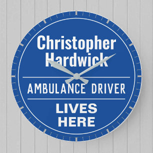 Grande Horloge Ronde Plaque murale de style conducteur d'ambulance amus