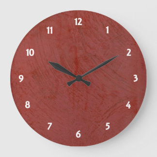 Grande Horloge Ronde Plâtre vénitien rouge Faux Finition Porte-monnaie 
