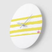 Grande Horloge Ronde Playful yellow stripes with a crown. Wall clock (Angle)