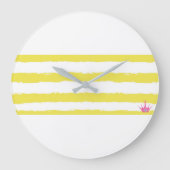 Grande Horloge Ronde Playful yellow stripes with a crown. Wall clock (Recto)