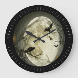 Grande Horloge Ronde Pleine lune déplaisante avec oiseaux