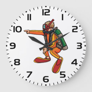 Grande Horloge Ronde Plongeur en scaphandre autonome en combinaison ora