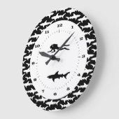 Grande Horloge Ronde Plongeur et école de requins zone de danger (Angle)