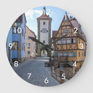Grande Horloge Ronde Plönlein à Rothenburg ob der Tauber, Allemagne