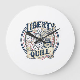 Grande Horloge Ronde Plume patriotique de liberté Encre de plume patrio