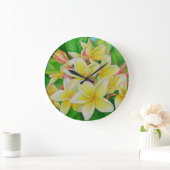 Grande Horloge Ronde Plumeria hawaïenne (Maison)