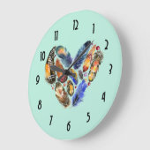 Grande Horloge Ronde Plumes dans une conception d'aquarelle de forme de (Angle)