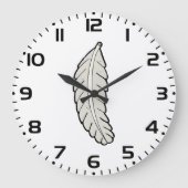 Grande Horloge Ronde Plumes dessinées à la main Nature minimaliste (Recto)
