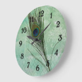 Grande Horloge Ronde Plumes Peacock Mint (Angle)