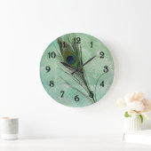 Grande Horloge Ronde Plumes Peacock Mint (Maison)