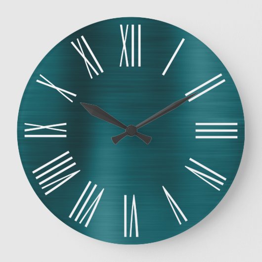 Grande Horloge Ronde Plutôt Bleu Turquoise Ombre Foil Blanc chiffres ro (Recto)