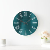 Grande Horloge Ronde Plutôt Bleu Turquoise Ombre Foil Blanc chiffres ro (Maison)