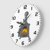 Grande Horloge Ronde Poêle à bois (Angle)