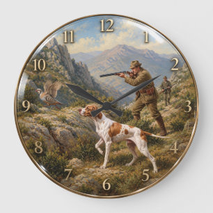 Grande Horloge Ronde Pointeur Anglais, chasse à la perdrix