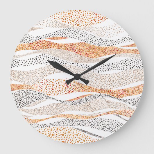Grande Horloge Ronde Pointillisme Wavy Polka : Doux Doux Textile (Recto)