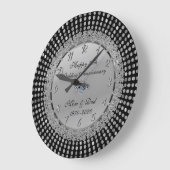 Grande Horloge Ronde Points argentés,50e anniversaire de mariage noir (Angle)