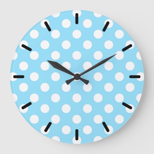 Grande Horloge Ronde Points blancs sur bleu clair (Recto)
