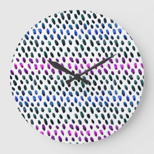 Grande Horloge Ronde Points colorés : motif d'aquarelle style Memphis