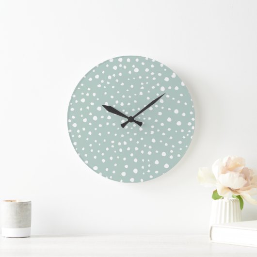 Grande Horloge Ronde Points Dalmatiens verts, Points Dalmatiens, Pots D (Maison)