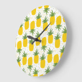 Grande Horloge Ronde Points d'ananas : Conception de fruits d'été (Angle)