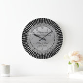 Grande Horloge Ronde Points d'argent,Noir 50e anniversaire de mariage (Maison)