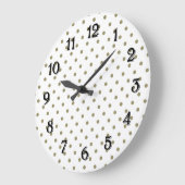 Grande Horloge Ronde Points dorés chic (Angle)