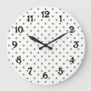 Grande Horloge Ronde Points dorés chic