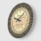 Grande Horloge Ronde Points dorés,Noir 50e anniversaire de mariage (Angle)