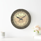 Grande Horloge Ronde Points dorés,Noir 50e anniversaire de mariage (Maison)