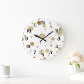 Grande Horloge Ronde Points fascinants de confettis de Bokeh d'or (Maison)