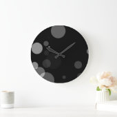 Grande Horloge Ronde Points Gris Sur Arrière - plan Noir (Maison)