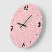 Grande Horloge Ronde Points rétro suisses - Coque rose (Angle)