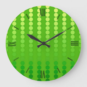 Grande Horloge Ronde Points satinés - nuances vert citron