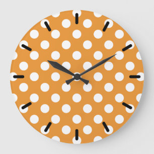 Grande Horloge Ronde Pois blancs sur ambre