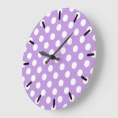 Grande Horloge Ronde Pois blancs sur lilas (Angle)