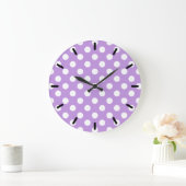 Grande Horloge Ronde Pois blancs sur lilas (Maison)
