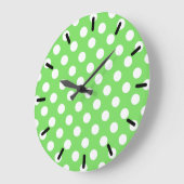 Grande Horloge Ronde Pois blancs sur vert pomme (Angle)