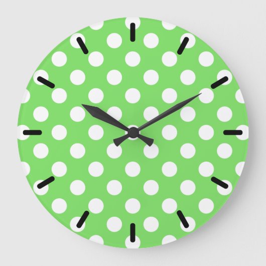 Grande Horloge Ronde Pois blancs sur vert pomme (Recto)