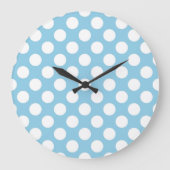 Grande Horloge Ronde Pois Bleus, Motif Pointe Polka, Points, Pointe (Recto)