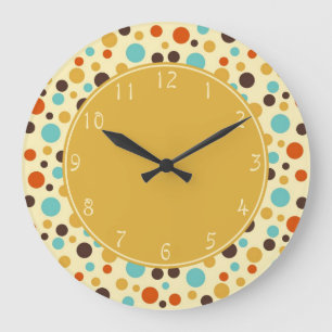 Grande Horloge Ronde Pois du centre d'or rouge jaune rétro
