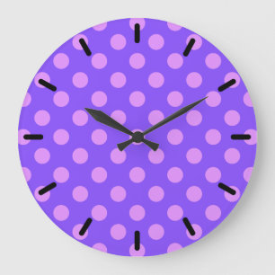 Grande Horloge Ronde Pois Lilac sur periwinkle