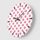 Grande Horloge Ronde Pois rose et blanc (Angle)