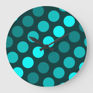 Grande Horloge Ronde Pois trios Turquoises