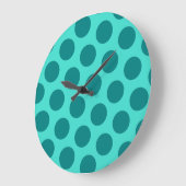 Grande Horloge Ronde Pois Turquoises (Angle)