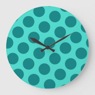 Grande Horloge Ronde Pois Turquoises