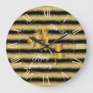 Grande Horloge Ronde Poison de Luxe Gold Glitter Black Floral