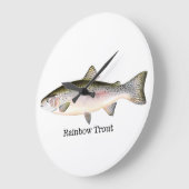 Grande Horloge Ronde Poisson de truite arc-en-ciel (Angle)