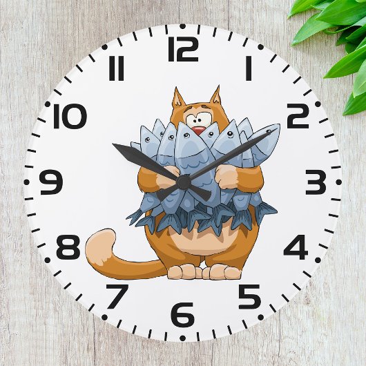 Grande Horloge Ronde Poisson d'élevage de chats