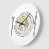 Grande Horloge Ronde Poisson et chips (Angle)
